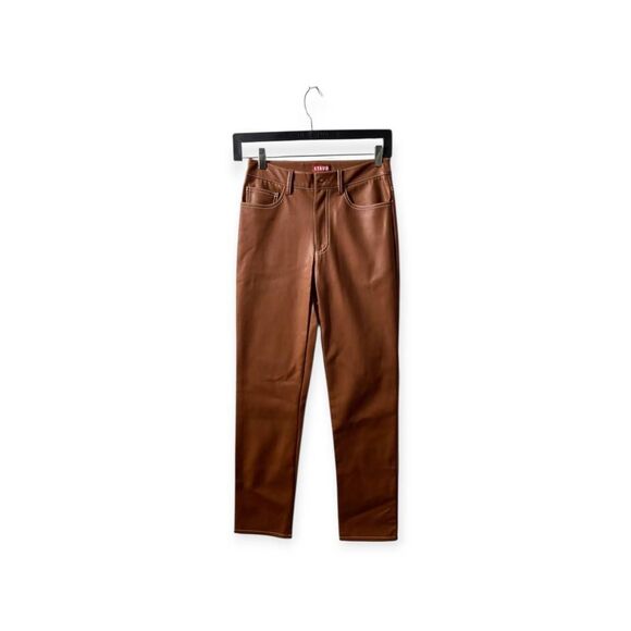 Staud Elliot Brown Faux Leather Pants - Picture 2 of 16